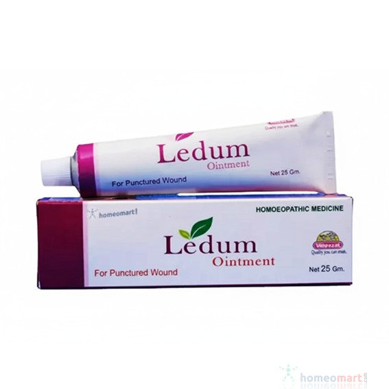 Ledum ointment tube and box on a white background
