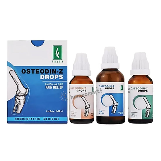 Adven Osteodin Z Drops—homeopathic medicine for joint pain, knee inflammation, stiffness, osteoarthritis, and spondylosis. Safe, effective & natural.