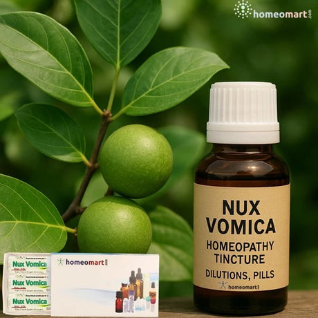 Nux Vomica (Poison Nut) Homeopathy Tincture, Dilution, Pills and tablets