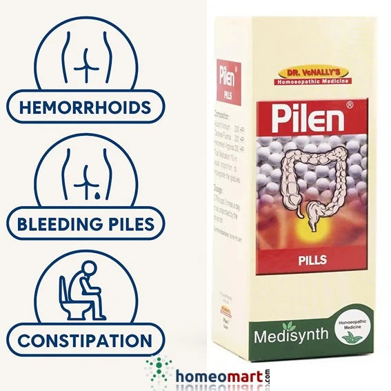 Pilen pills unique blend of homeopathic ingredients helps to reduce swelling, relieve pain, shrink hemorrhoids, and improve bowel movements