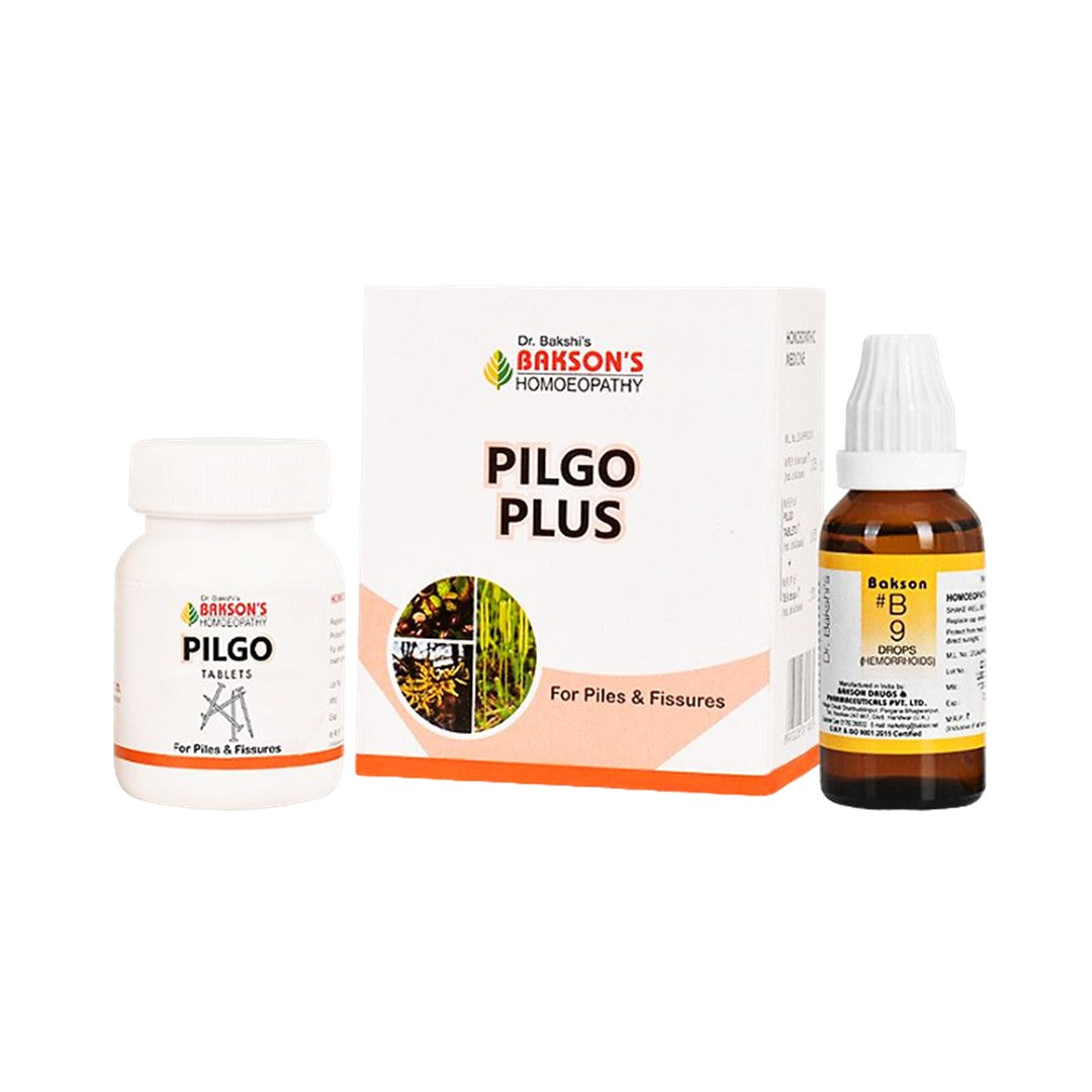 Bakson Pilgo Tablets & B#9 Drops Combo for Hemorrhoid Relief