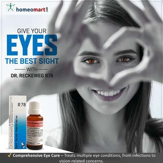 R78 Drops is a German homeopathic formulation designed to address a wide range of eye disorders, including chronic conjunctivitis, blepharitis, hordeolum (styes), eyestrain, vitreous opacity, diplopia (double vision), and early-stage cataracts.