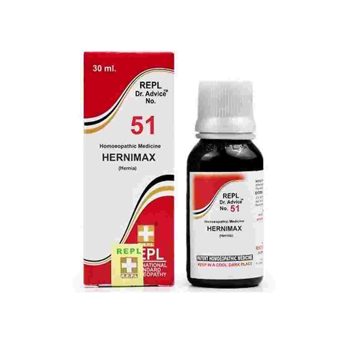 A product image showing a homoeopathic medicine bottle labeled 'REPL Dr. Advice No.