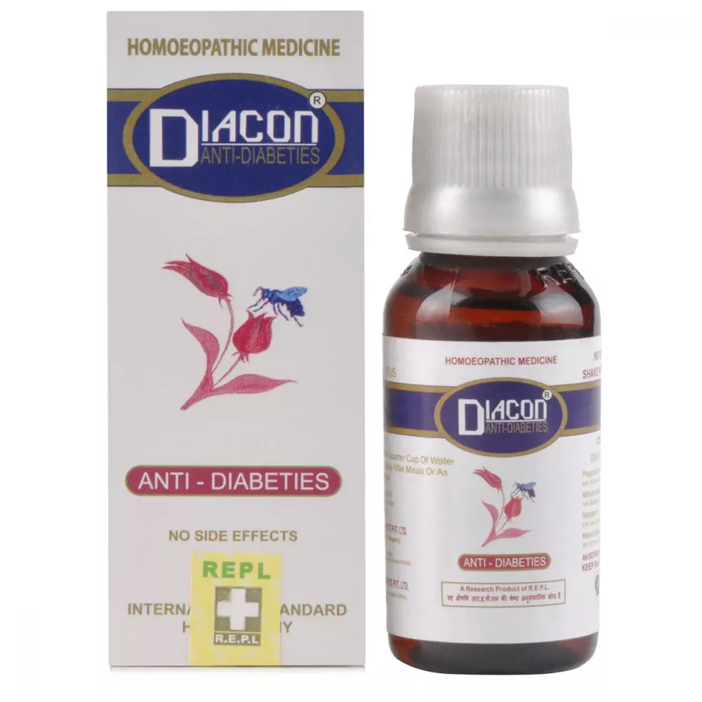 Diaccon Anti-Diabetes medicine bottle and packaging on a white background