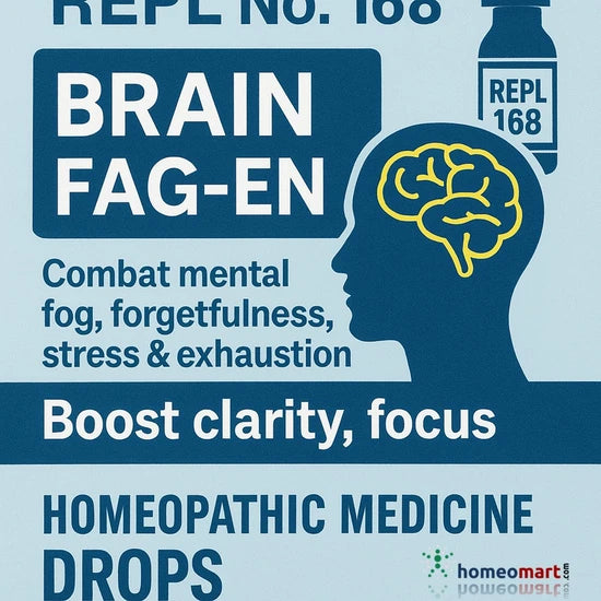 Combat mental fog, forgetfulness, and stress with REPL 168 BRAIN FAG-EN drops — a gentle homeopathic solution for clarity and calm