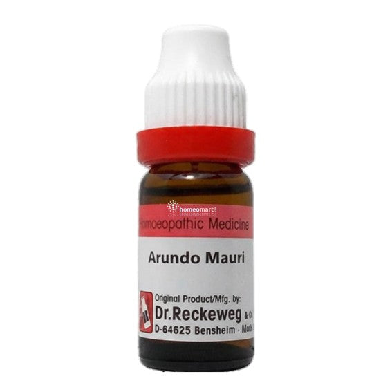 Bottle of Arundo Mauri homeopathic medicine with Dr. Reckeweg label on a white background