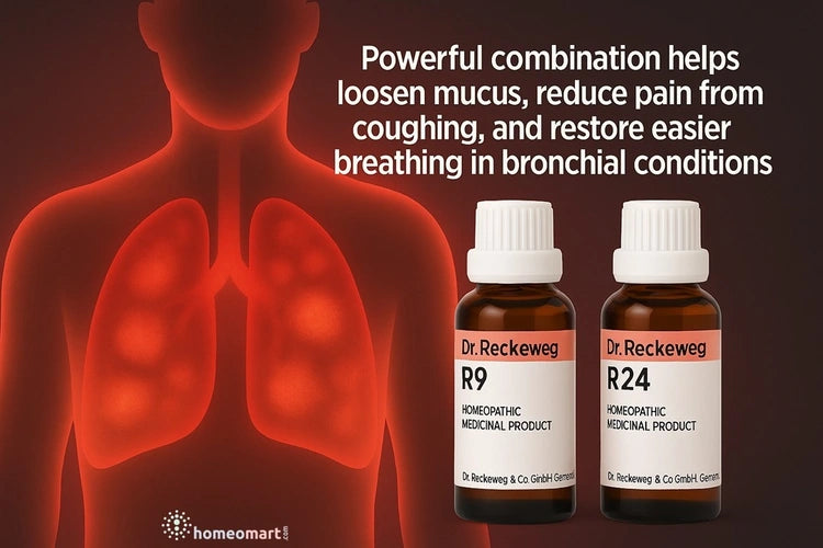 R9 + R24 Bronchitis combo for acute or chronic bronchitis, chest congestion, or painful coughing due to lung inflammation
