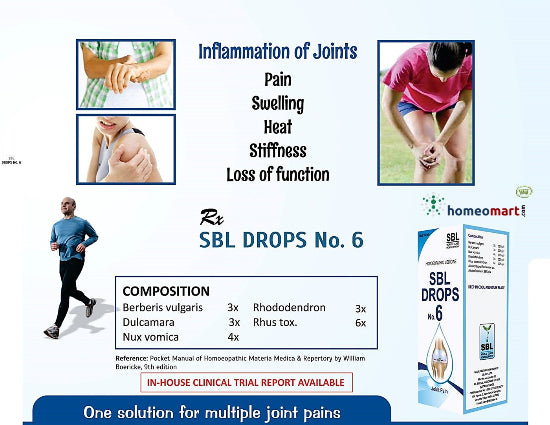 SBL Drops No. 6 eases joint and muscle pain with clinically proven, natural ingredients—your daily dose of mobility and comfort.