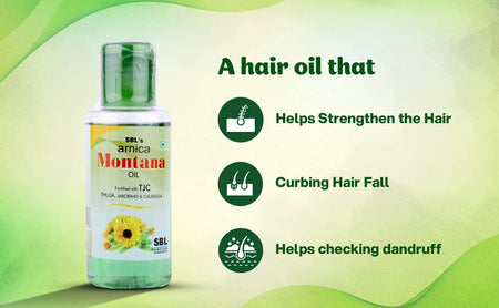 SBL Arnica Montana Hair Oil provides a holistic solution by strengthening hair from the roots, reducing hair fall, and restoring scalp health for naturally thicker and healthier hair.