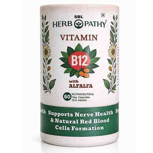 SBL Herb Pathy Vitamin B12 with Alfalfa supplement container on a white background