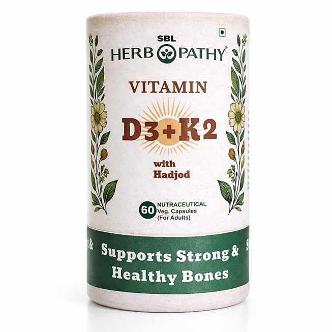 SBL Herbopathy Vitamin D3+K2 with Hadjod — 60 Veg Capsules