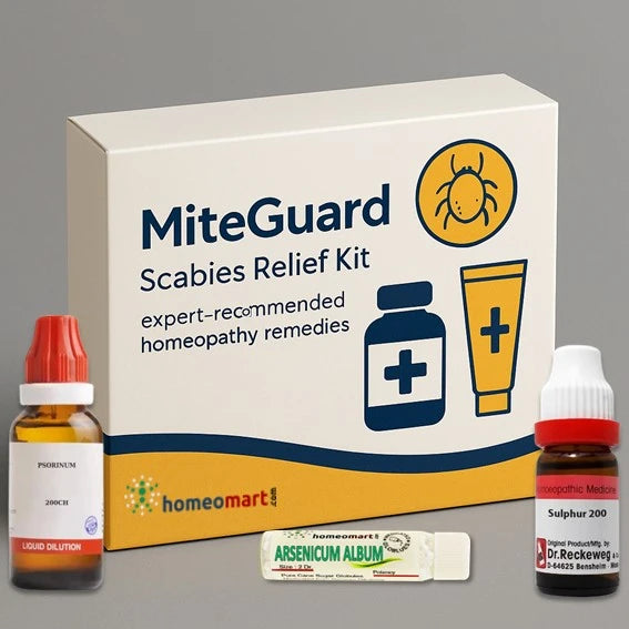 scabies rash pills and scabies itching relief cream in homeopathy treatment kit