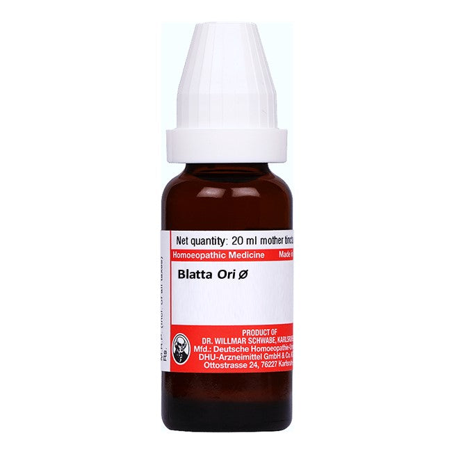 Schwabe bottle with white cap and red label on a white background