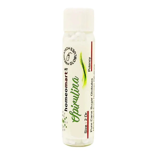 Spirulina supplement bottle with branding on a white background