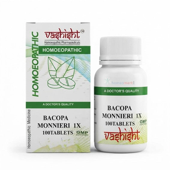 Vashisht Bacopa Monnieri 100 Tablets, Vashisht Brain Tonic, Vashisht Memory Booster, Vashisht Homeopathy Tablets, Vashisht Brahmi 1X Tablets