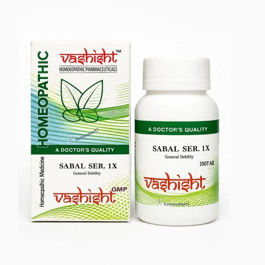 Vashishth homeopathic medicine bottle for sabal serrulata 1x tablets and packaging on a white background