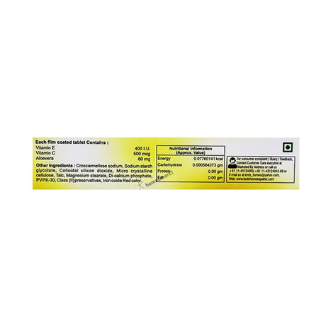 Nutritional information, Contents and ingredients of Lord's Vitamin E-Glow Tablets