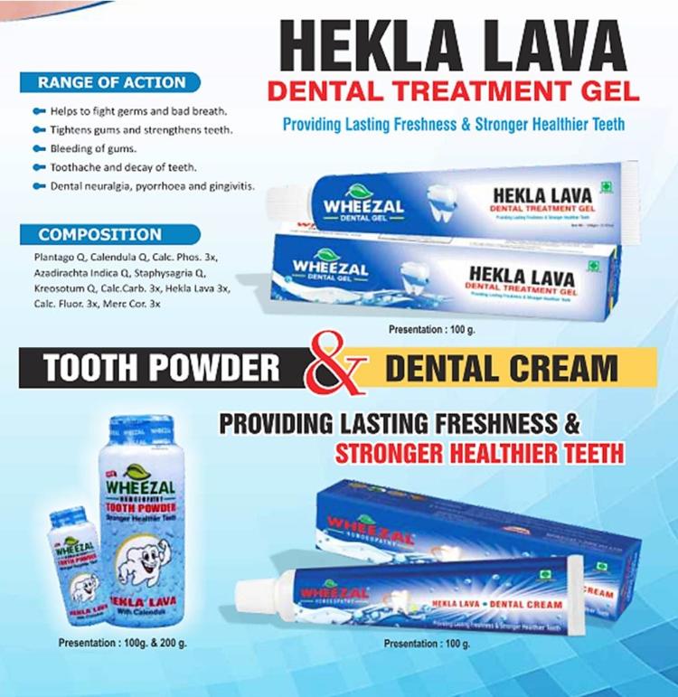 Wheezal Hekla Lava powder and paste for Bleeding Gums, Bad Breath