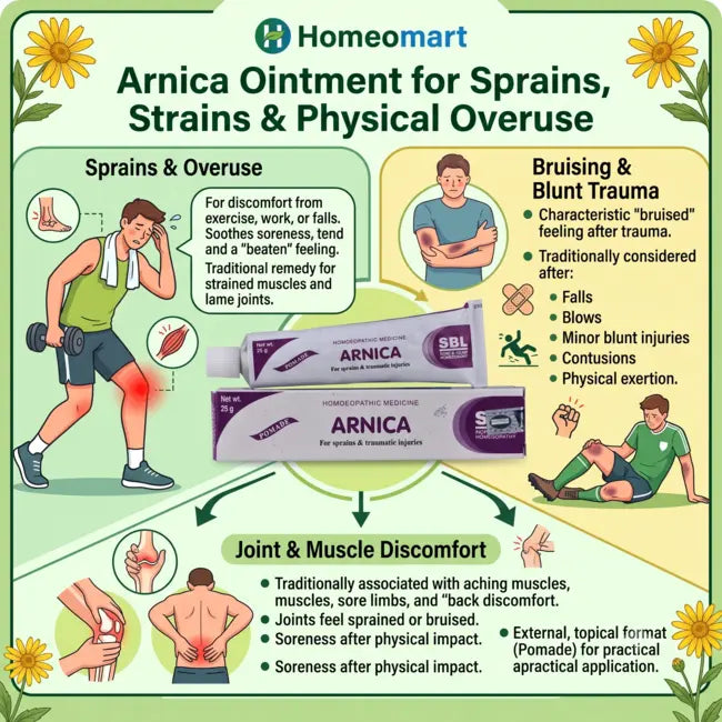 arnica cream ointment for bruises, sprains, muscle overuse, trauma