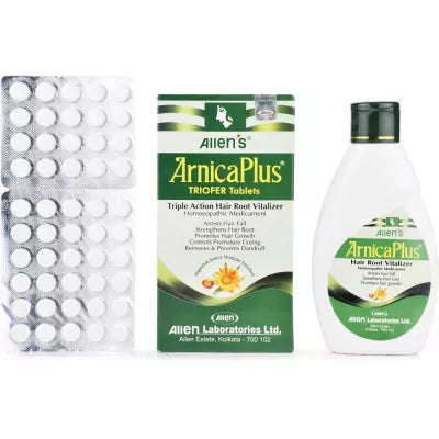 Allens Arnica Triofer Tablets & ArnicaPlus Hair Vitalizer - Dual Action hair loss treatment