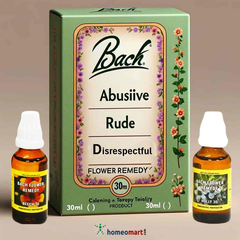 Bach Flower Mix for Abusive, Rude Behavior.  Beech, Holly, Willow Blend
