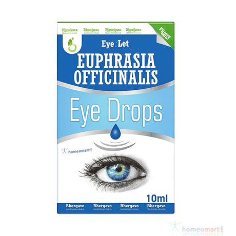Packaging of Euphrasia Officinalis Eye Drops with an eye illustration on a white background