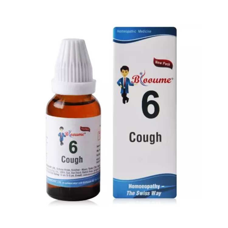 Blooume 6 Homeopathy Drops for dry, Spasmodic Cough, Bronchitis, Whooping Cough, Night Cough