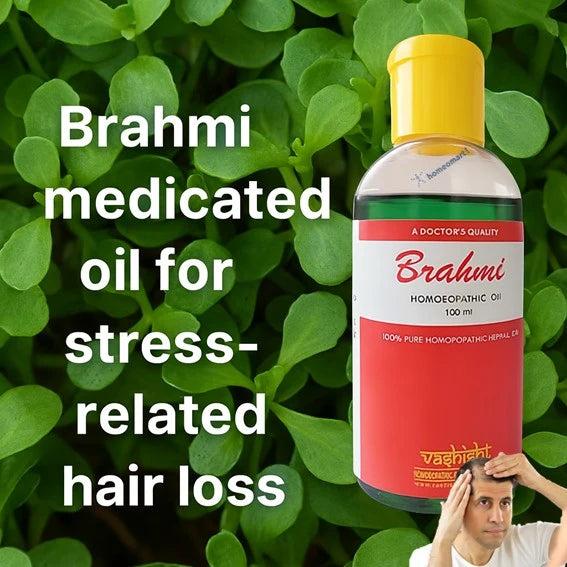 Brahmi medicated hair oil for stress-related hair loss