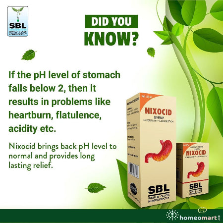 restore pH level of stomach with homeopathy nixocid syrup