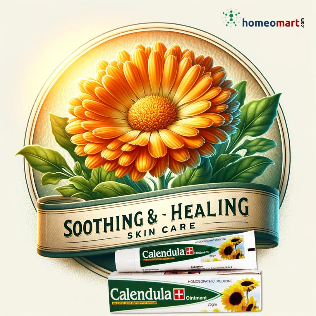 herbal antiseptic ointment, homeopathic skin ointment, calendula for wound healing, cream for itching and irritation, natural remedy for skin wounds, homeopathic cream for ulcers, calendula ointment uses