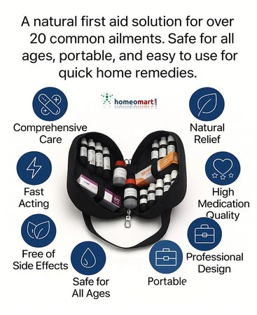 Get what you have been always looking for! The homeopathy essential first aid kit for your home. Must have
