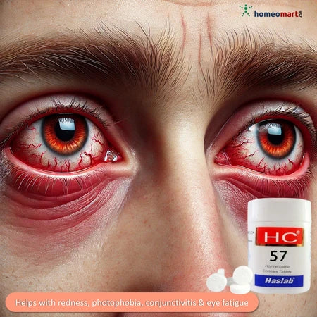 Haslab HC 57 Argento Complex Tablet relieves redness, photophobia, and eye strain from prolonged screen time.