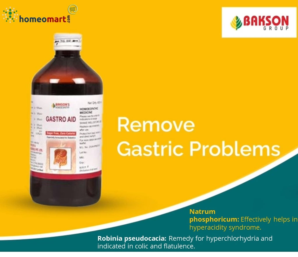 Homeopathy Gastro aid syrup for Inflammatory gastric complaints, hyperacidity and flatulence with irregular bowel habits.