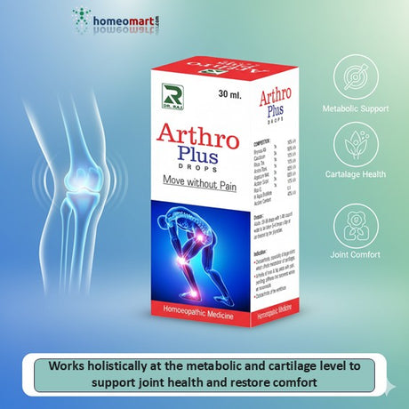 Regain mobility and freedom from joint pain with Dr. Raj Arthro Plus Drops, a trusted homeopathic formulation designed to address the discomforts of osteoarthritis.
