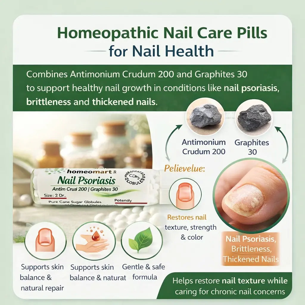 Antimonium Crudum nails, natural nail growth support, homeopathic skin and nail care, damaged nails repair
