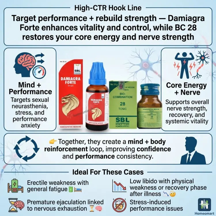 erectile weakness treatment homeopathy, male vitality combo homeopathy, damiagra stamina booster homeopathic medicine, bc 28 tablets sbl uses,