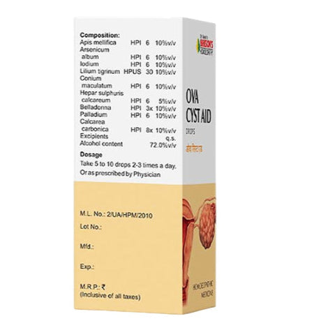 Composition for Bakson's Ova Cyst Aid Drops box