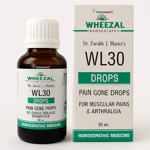 Wheezal WL30 Drops bottle and packaging on a white background