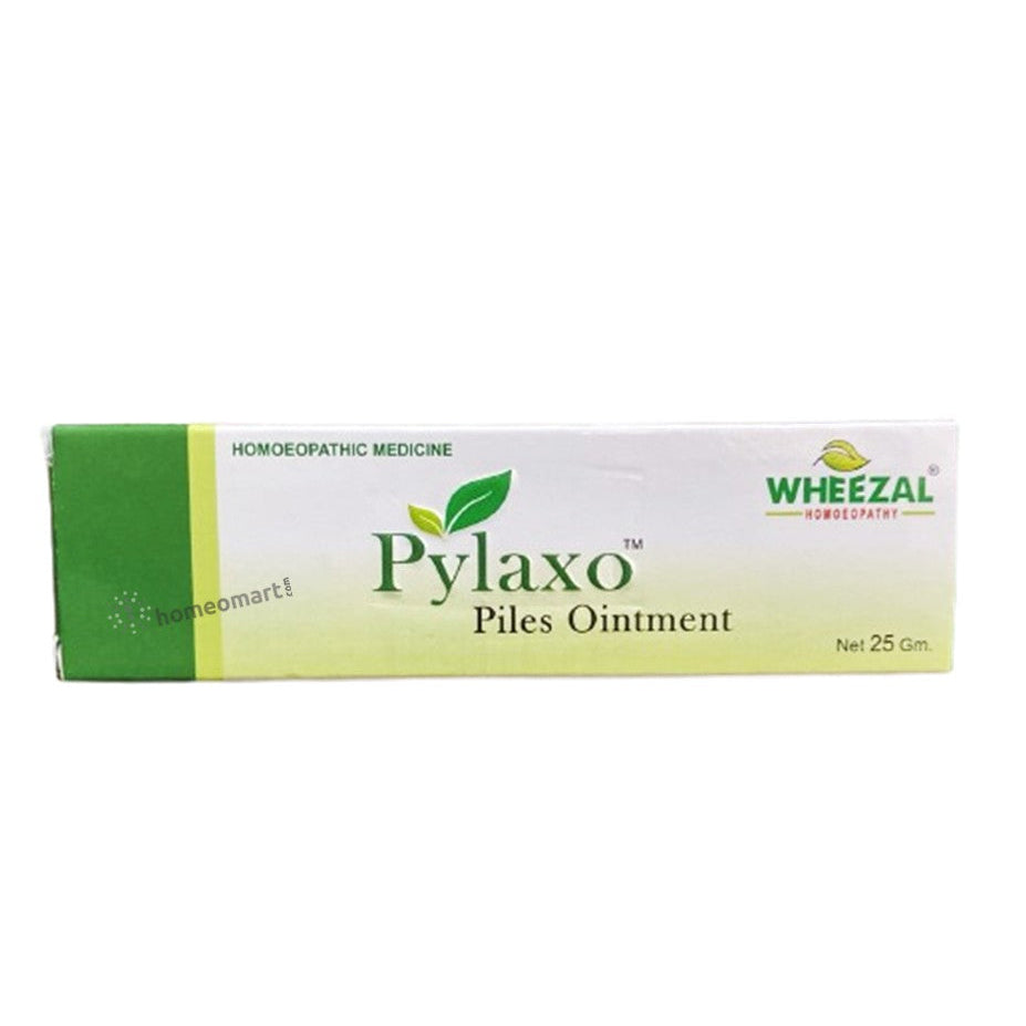 A bottle of Wheezal Pylaxo Tablets, a homeopathic medicine designed for haemorrhoid and fissure relief.