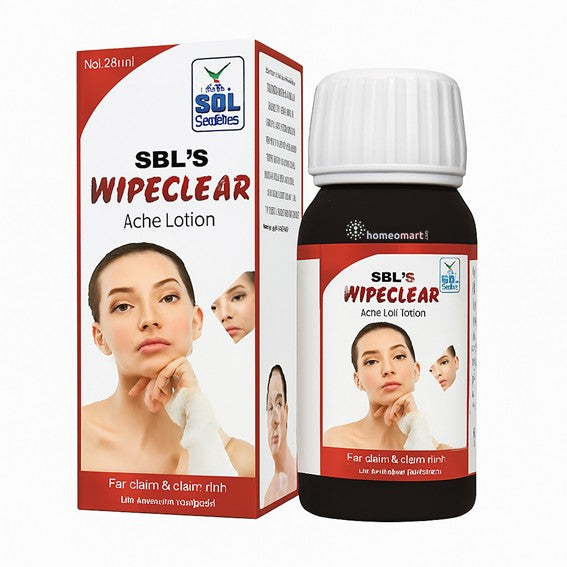SBL Wipeclear Acne Lotion packaging on a white background