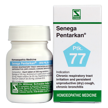 Schwabe Senega Pentarkan tablets for dry cough, bronchitis, respiratory tract irritation