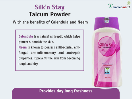 Talcum powder with calendula & neem for prickly rash