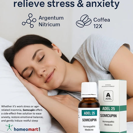 Adel 25 Somcupin Drops combine calming herbs like Argentum Nitricum and Coffea Cruda to naturally ease anxiety, restore emotional balance, and gently induce restful sleep