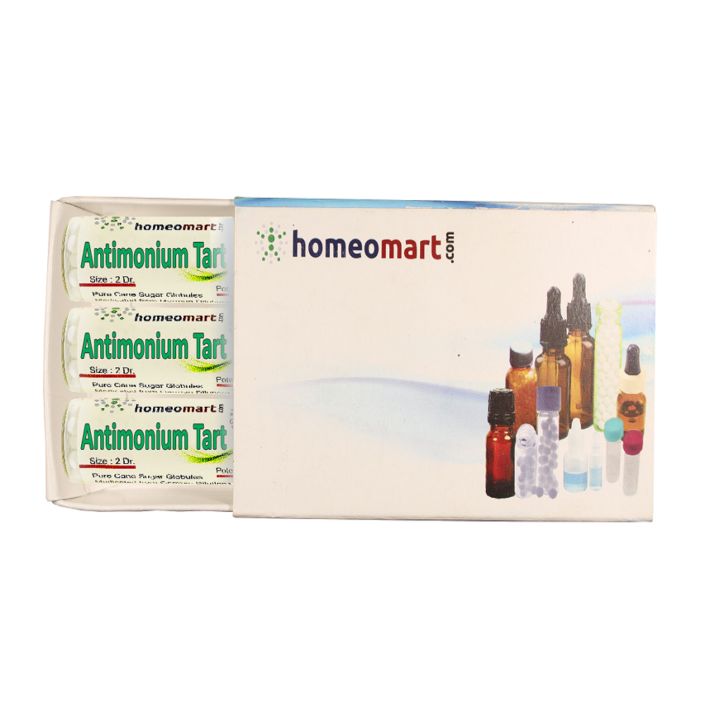 Homeopathy Antimonium Tartaricum 2 Dram Pills Box 6C, 30C, 200C, 1M, 10M