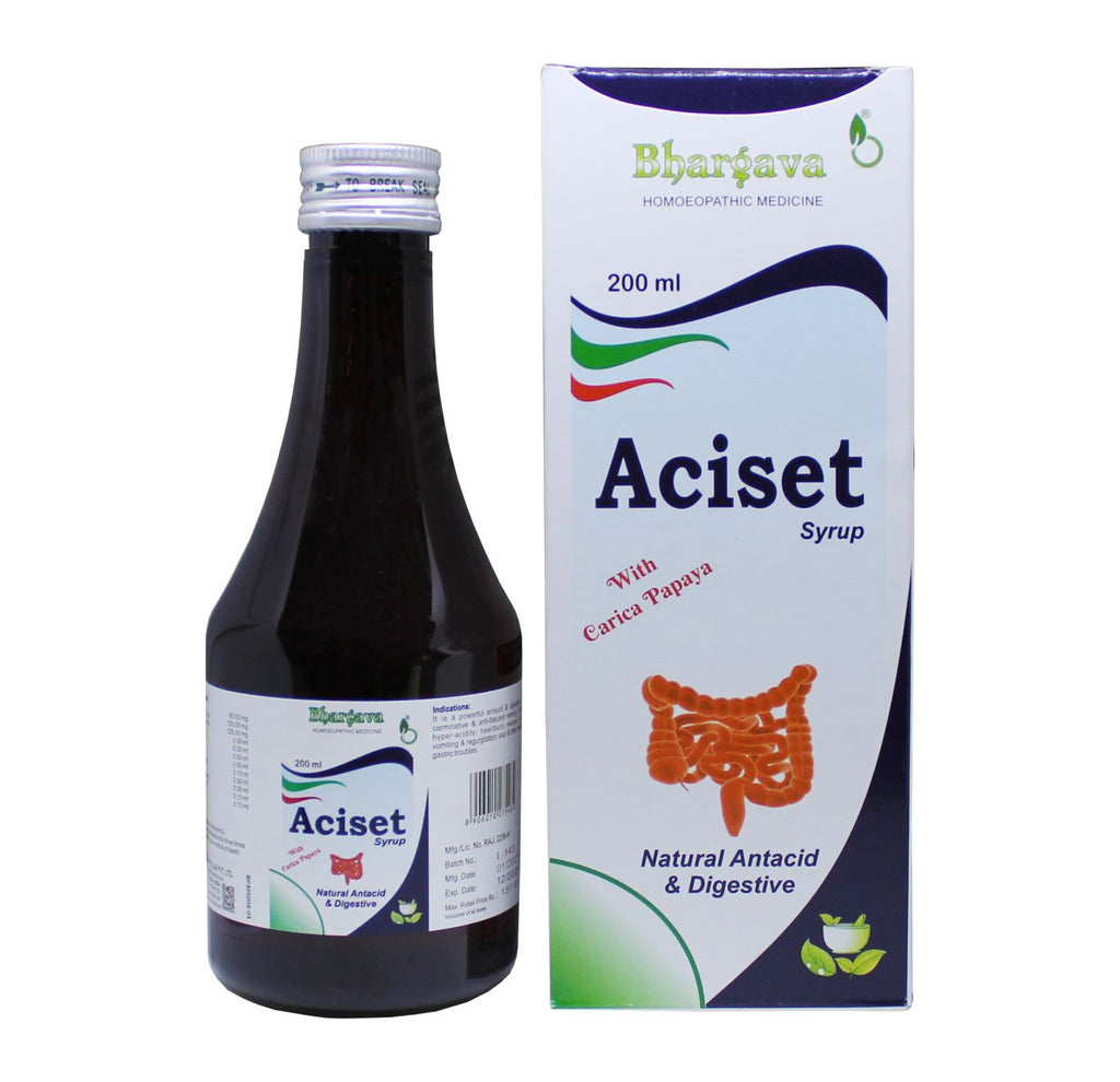 Homeopathy Bhargava Aciset Syrup for bloating, gas, Indigestion