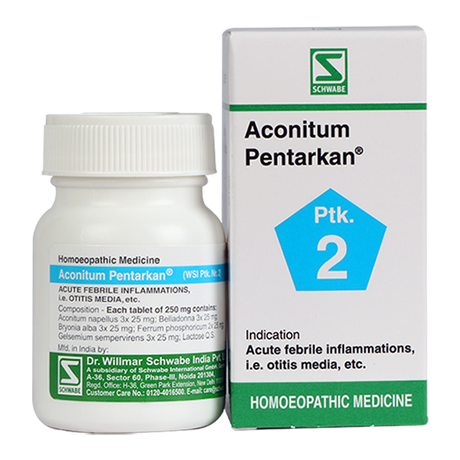 Schwabe Aconitum Pentarkan  homeopathy tablets for Cold, Otitis Media, Headache
