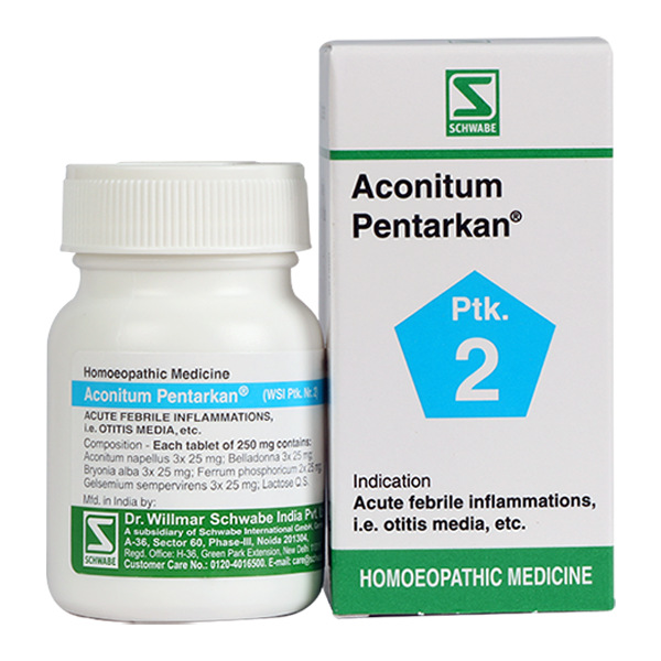 Schwabe Aconitum Pentarkan  homeopathy tablets for Cold, Otitis Media, Headache 
