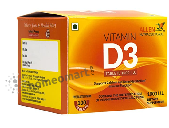 Allen Nutraceuticals Vitamin D3 tablets for Vitamin Deficiency.