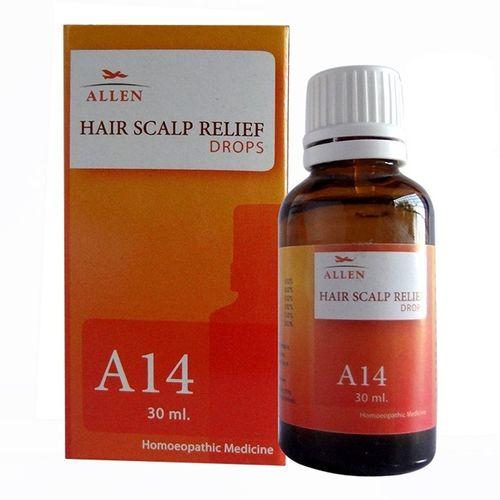 Allen A14 Hair Scalp Relief Drops help relieve dandruff, scalp itching & hair fall with homeopathic ingredients like Petroleum, Graphites & Selenium for a healthy scalp