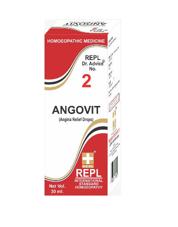 REPL Dr. Adv. No. 2 Angovit, Homeopathy Angina drops for chest pain, palpitations, and heart health